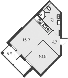 Планировка — Alba del Mare, 2-комн., 38 м²