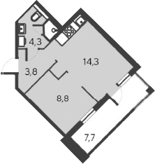 Планировка — Alba del Mare, 2-комн., 31 м²