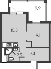 Планировка — Alba del Mare, 2-комн., 35 м²