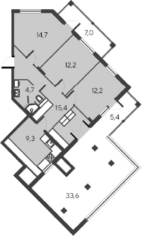 Планировка — Alba del Mare, 4-комн., 69 м²