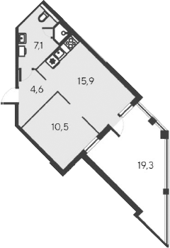 Планировка — Alba del Mare, 2-комн., 38 м²