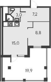 Планировка — Alba del Mare, 2-комн., 34 м²