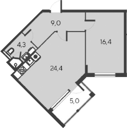 Планировка — Alba del Mare, 2-комн., 54 м²