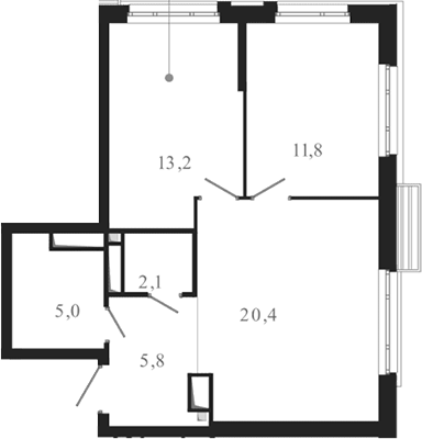 Планировка — Атлас Ауро, 2-комн., 58 м²