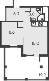 Планировка — Alba del Mare, 2-комн., 33 м²