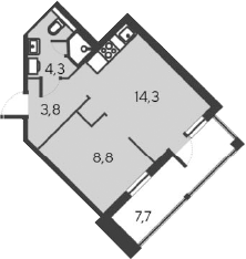 Планировка — Alba del Mare, 2-комн., 31 м²