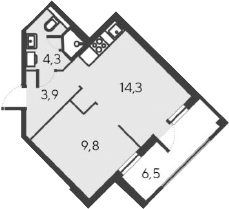 Планировка — Alba del Mare, 2-комн., 32 м²
