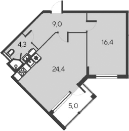 Планировка — Alba del Mare, 2-комн., 54 м²