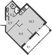 Планировка — Alba del Mare, 2-комн., 32 м²