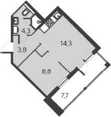 Планировка — Alba del Mare, 2-комн., 31 м²