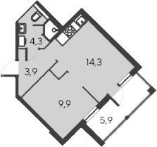 Планировка — Alba del Mare, 2-комн., 32 м²