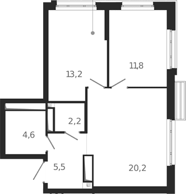 Планировка — Атлас Ауро, 2-комн., 58 м²