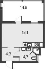 Планировка — Alba del Mare, Студия, 27 м²