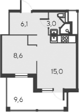 Планировка — Alba del Mare, 2-комн., 33 м²