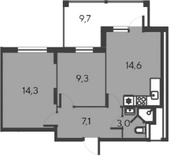 Планировка — Alba del Mare, 3-комн., 48 м²