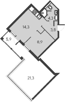 Планировка — Alba del Mare, 2-комн., 27 м²