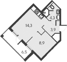 Планировка — Alba del Mare, 2-комн., 31 м²