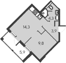 Планировка — Alba del Mare, 2-комн., 32 м²