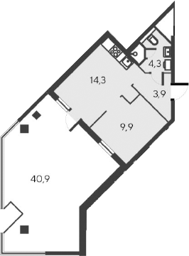 Планировка — Alba del Mare, 2-комн., 32 м²