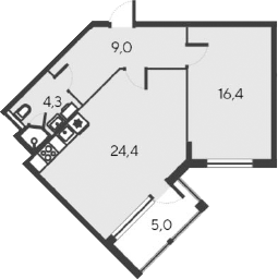 Планировка — Alba del Mare, 2-комн., 54 м²