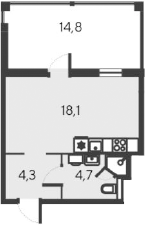 Планировка — Alba del Mare, Студия, 27 м²