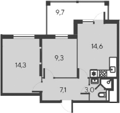 Планировка — Alba del Mare, 3-комн., 48 м²