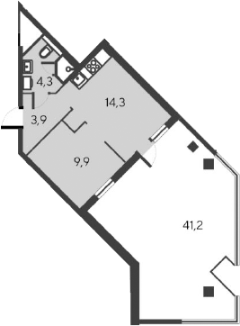 Планировка — Alba del Mare, 2-комн., 32 м²