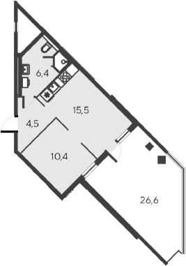 Планировка — Alba del Mare, 2-комн., 37 м²