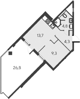 Планировка — Alba del Mare, 2-комн., 32 м²