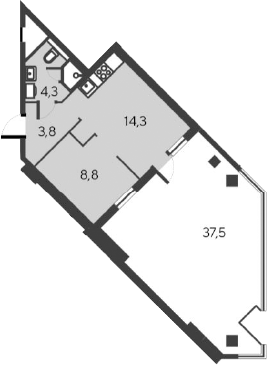 Планировка — Alba del Mare, 2-комн., 31 м²