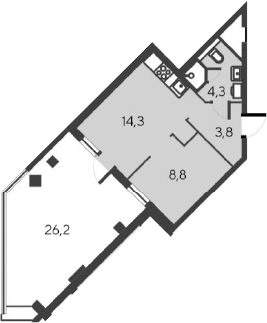 Планировка — Alba del Mare, 2-комн., 31 м²