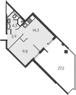 Планировка — Alba del Mare, 2-комн., 32 м²