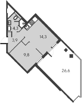 Планировка — Alba del Mare, 2-комн., 32 м²