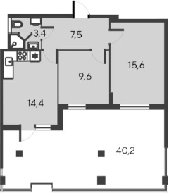 Планировка — Alba del Mare, 3-комн., 51 м²