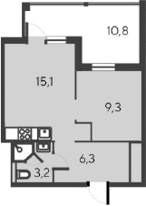 Планировка — Alba del Mare, 2-комн., 34 м²