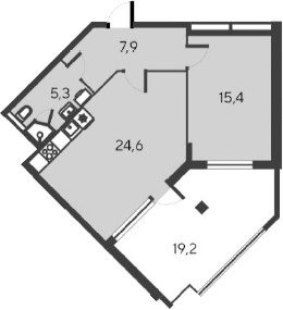 Планировка — Alba del Mare, 2-комн., 53 м²