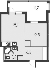 Планировка — Alba del Mare, 2-комн., 34 м²