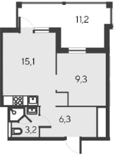 Планировка — Alba del Mare, 2-комн., 34 м²