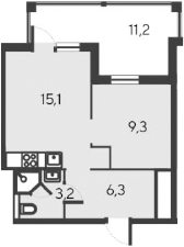 Планировка — Alba del Mare, 2-комн., 34 м²