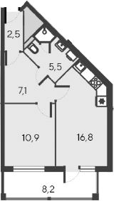 Планировка — Alba del Mare, 2-комн., 42 м²