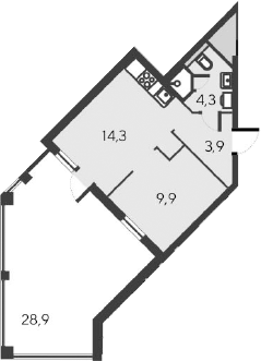 Планировка — Alba del Mare, 2-комн., 32 м²