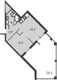 Планировка — Alba del Mare, 2-комн., 32 м²