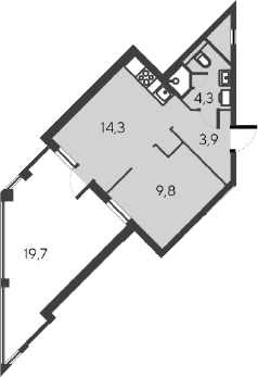 Планировка — Alba del Mare, 2-комн., 32 м²