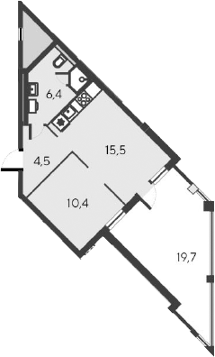 Планировка — Alba del Mare, 2-комн., 37 м²