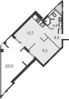 Планировка — Alba del Mare, 2-комн., 32 м²