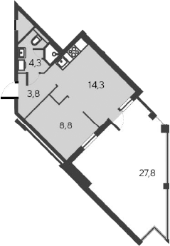 Планировка — Alba del Mare, 2-комн., 31 м²
