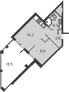 Планировка — Alba del Mare, 2-комн., 31 м²