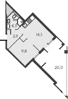 Планировка — Alba del Mare, 2-комн., 32 м²