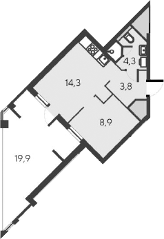 Планировка — Alba del Mare, 2-комн., 31 м²