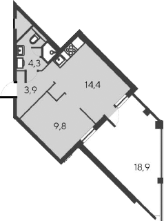 Планировка — Alba del Mare, 2-комн., 32 м²